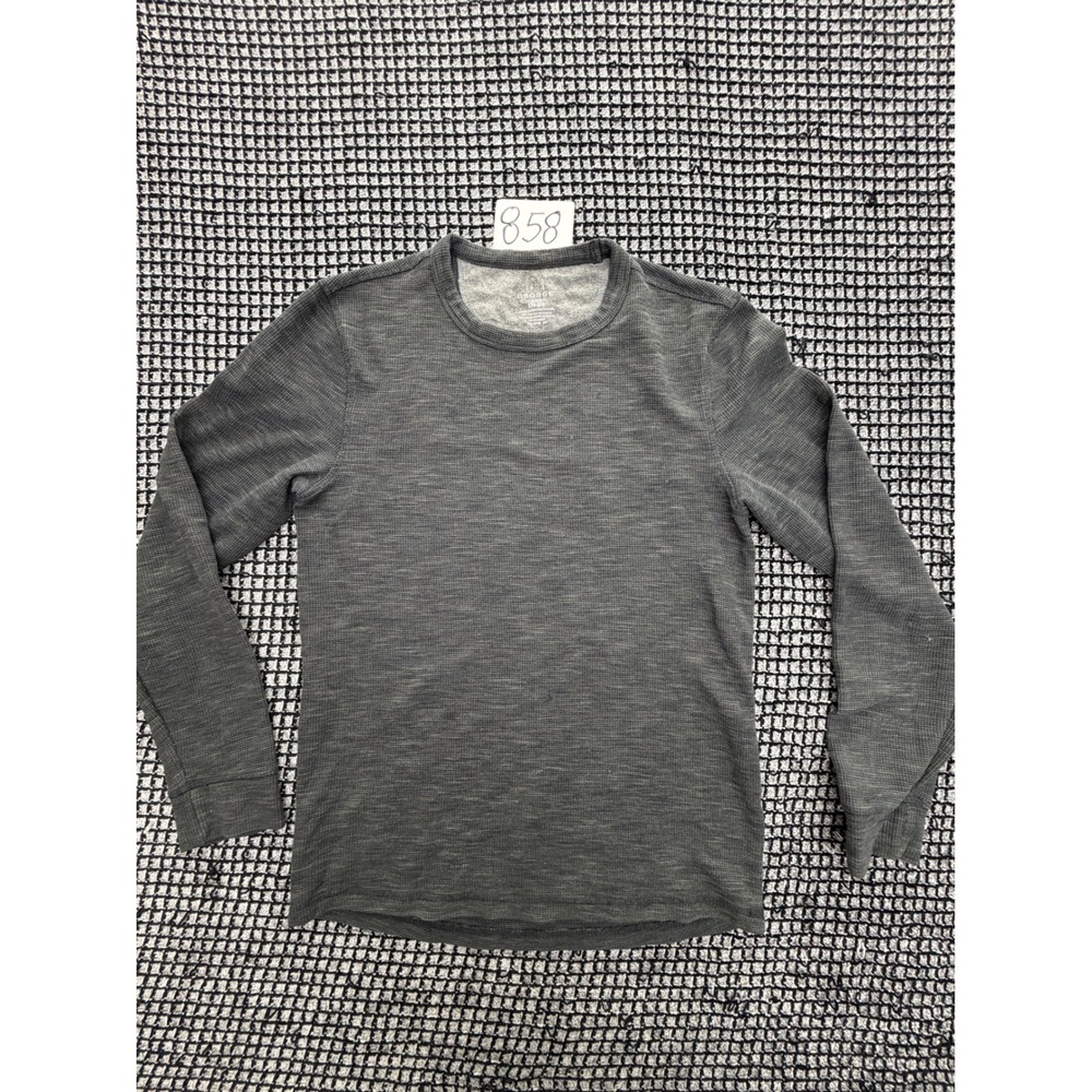 George Thermal Shirt Mens Small Charcoal Gray Waffle Knit Long Sleeve